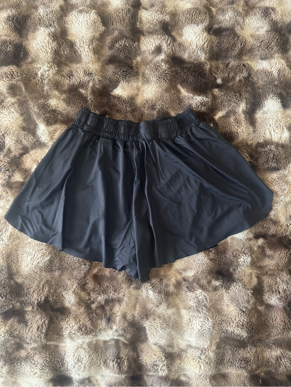 Black Flowing Skort with Elastic Waist
